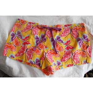NEW Flirtitude Yellow Butterfly Shorty Shorts Cute Relaxing Medium Elastic Waist